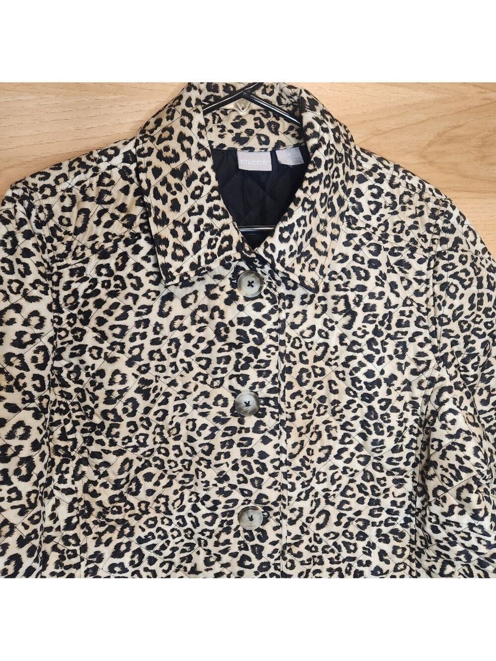 CHICO'S ANIMAL PRINT QUILTED LONG SLEEVE LIGHTWEIGHT JACKET COAT LIKE NEW XL - Picture 7 of 10